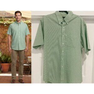Brooks Brothers 100% Cotton Green/Blue Check Non-Iron Button Up Shirt, Large